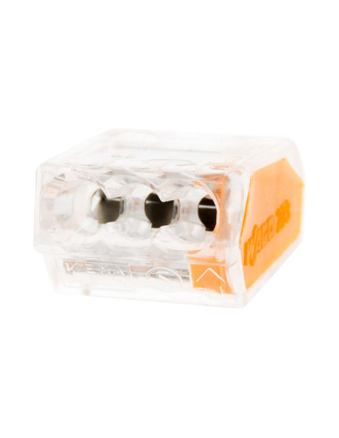 Borne pour boîtes de dérivation S2273 - Connexion rapide - 3 conducteurs - fils rigides 2.5mm² - Orange - Wago