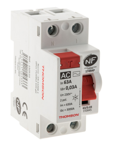 Interrupteur différentiel à vis - 63A type AC NF - Thomson