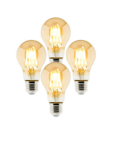 Lot de 4 Ampoules Déco filament LED ambrée Standard 4W E27 400lm 2500K