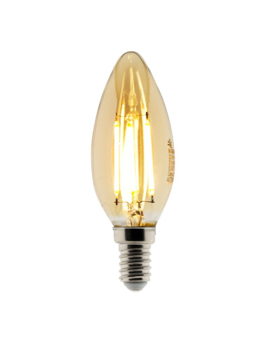 Ampoule Déco filament LED ambrée Flamme 4W E14 400lm 2500KK