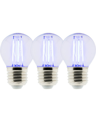 Pack de 3 ampoule LED Déco filament bleu 3W E27 Sphérique