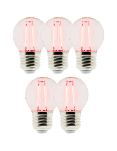 Lot de 5 Ampoules LED Déco filament rouge 3W E27 Sphérique
