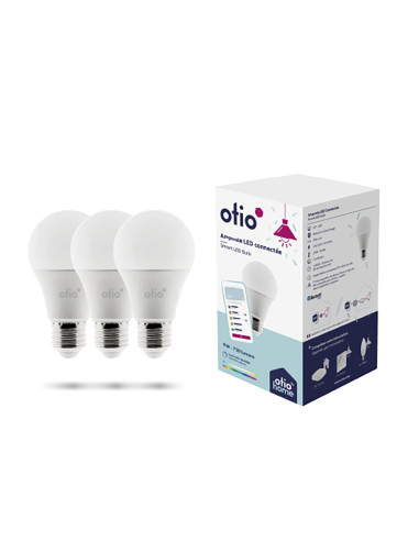 Pack de 3 ampoules LED connectées Bluetooth E27 9W - Otio