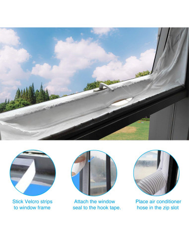 Joint de fenêtre pour climatisation mobile - Tissus de calefeutrage climatisation pour Fenêtres  - 400cm - Blanc - Voltman