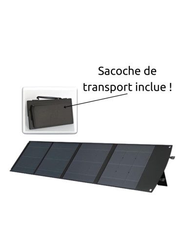 Panneau solaire portatif SolarTec 200 - 200w 18V 6.6A - 4 pans  monocristallins - Port USB A-C - Câble DC - Protec